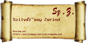 Szilvássy Zerind névjegykártya